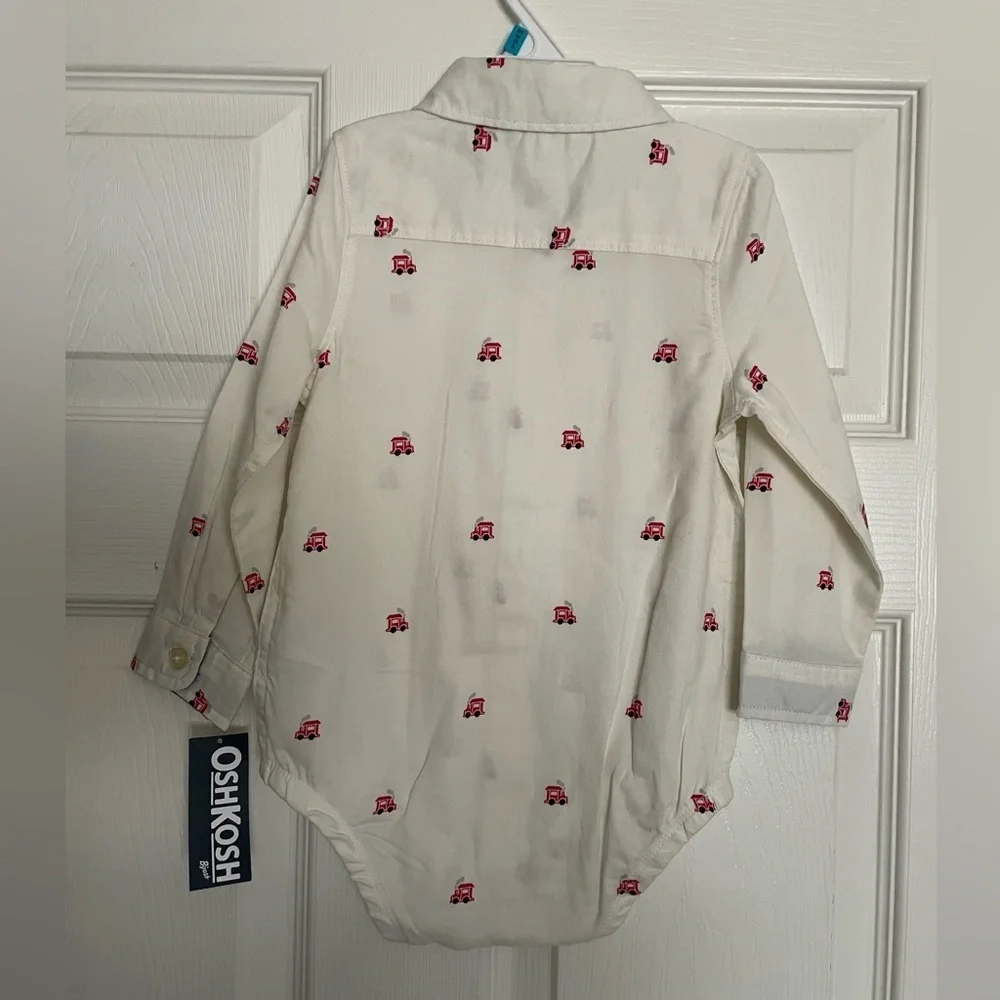 OshKosh B'gosh Cream Bodysuit with Red Train Design NWT size 18-24 months